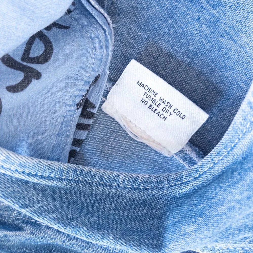 Vintage Cache-Cache Overalls Blue Denim Colorblock Question Print Kids 24 Months